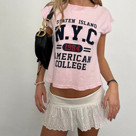 Vintage 90’s NYC American College baby tee