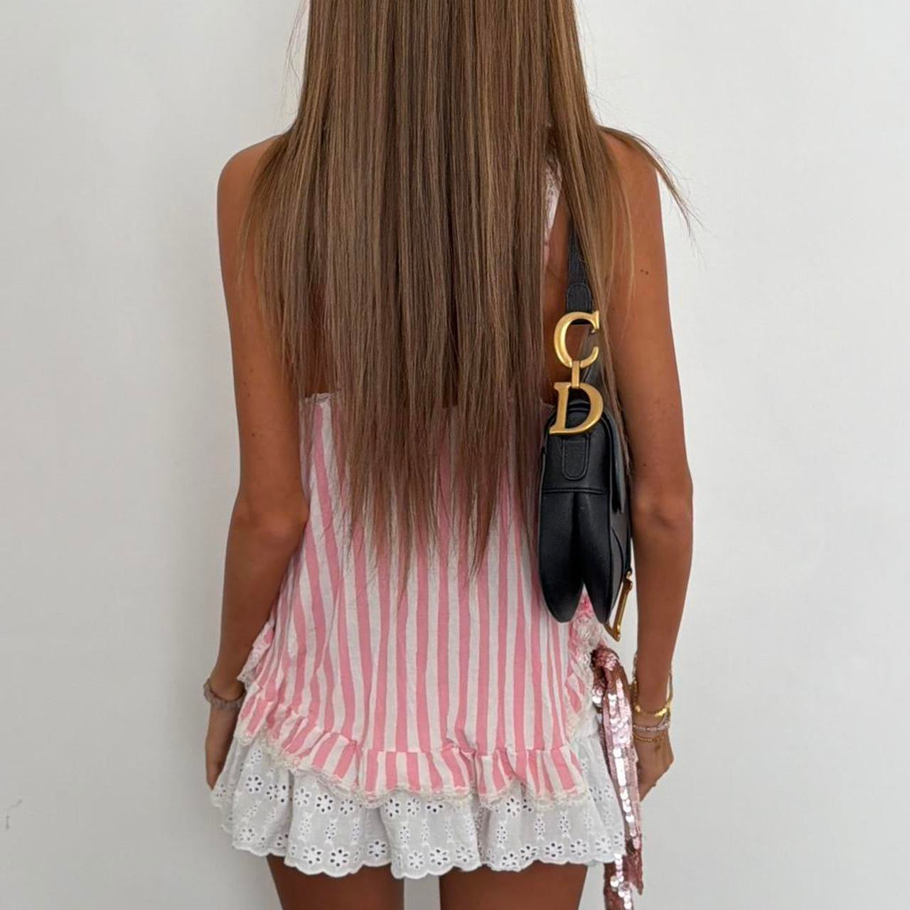 Vintage 2000’s Victoria’s Secret pink striped cami babydoll top
