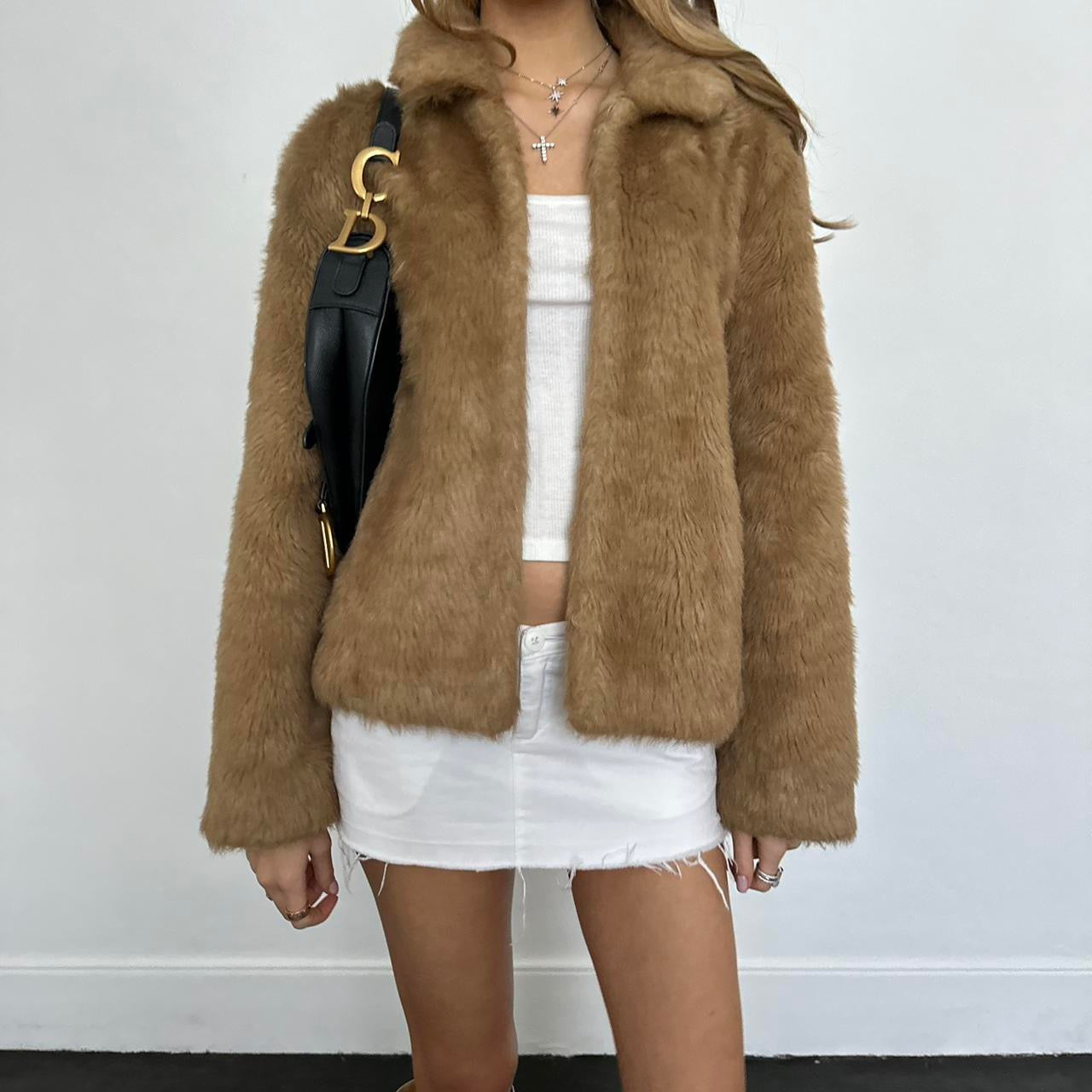 Vintage 2000’s classic brown faux fur jacket