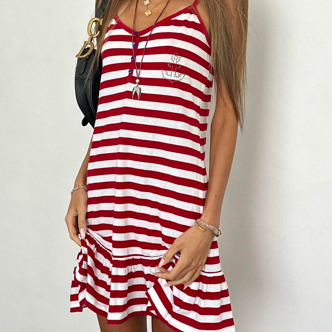 Vintage 00s red striped mini dress