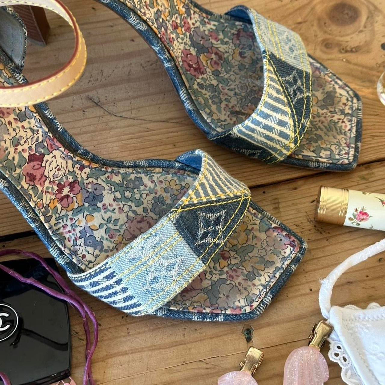 Louis Vuitton Denim Monogram Heeled Sandals