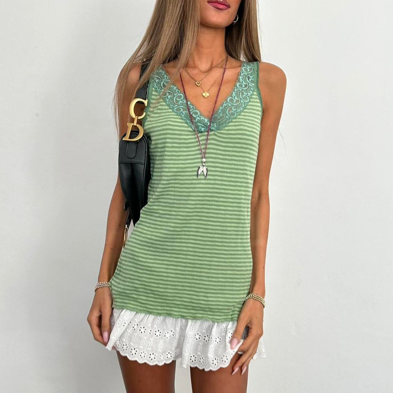 Vintage 2000’s green stripe cami top