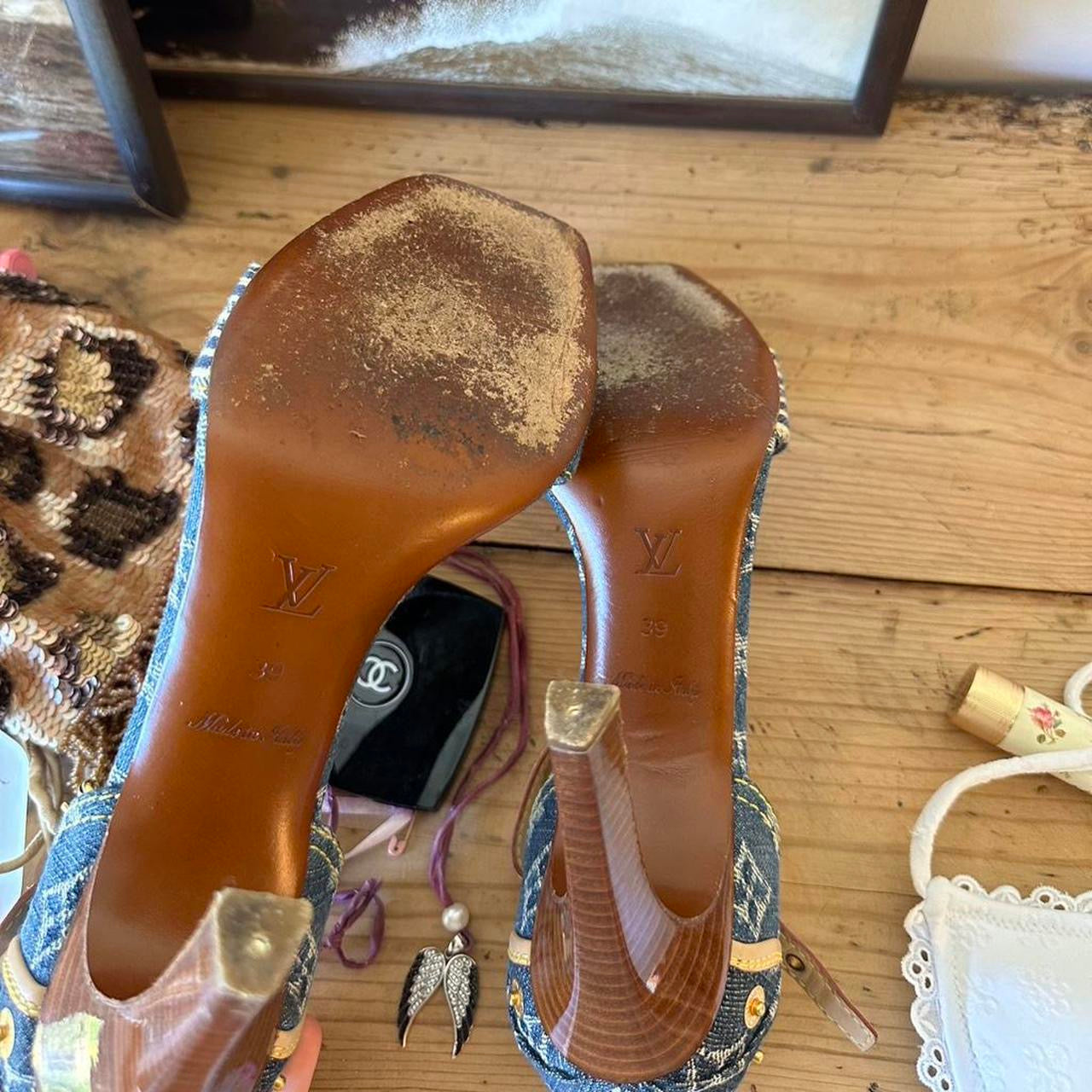 Louis Vuitton Denim Monogram Heeled Sandals