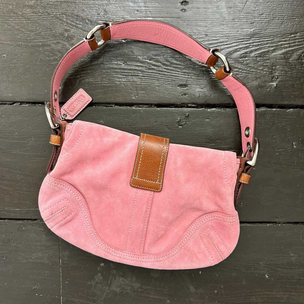 Vintage 90’s Coach pink suede leather bag