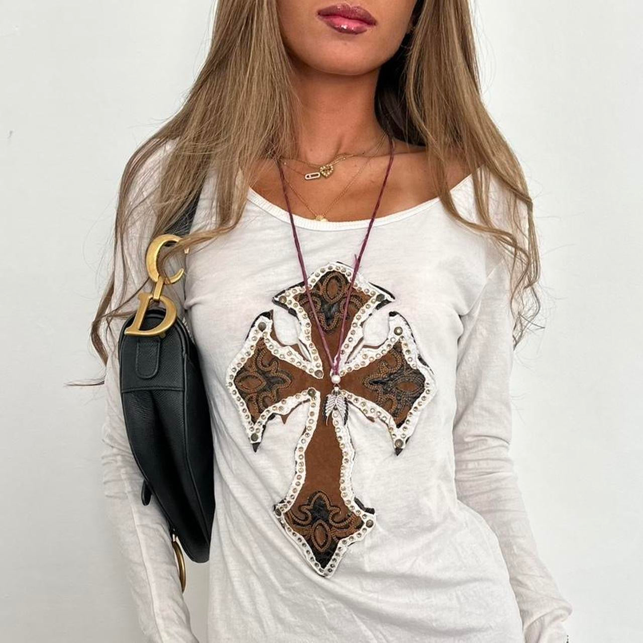 Vintage 2000’s brown cross long sleeve top