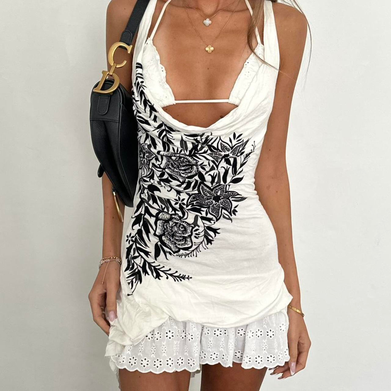 Vintage 90’s white rose flower top