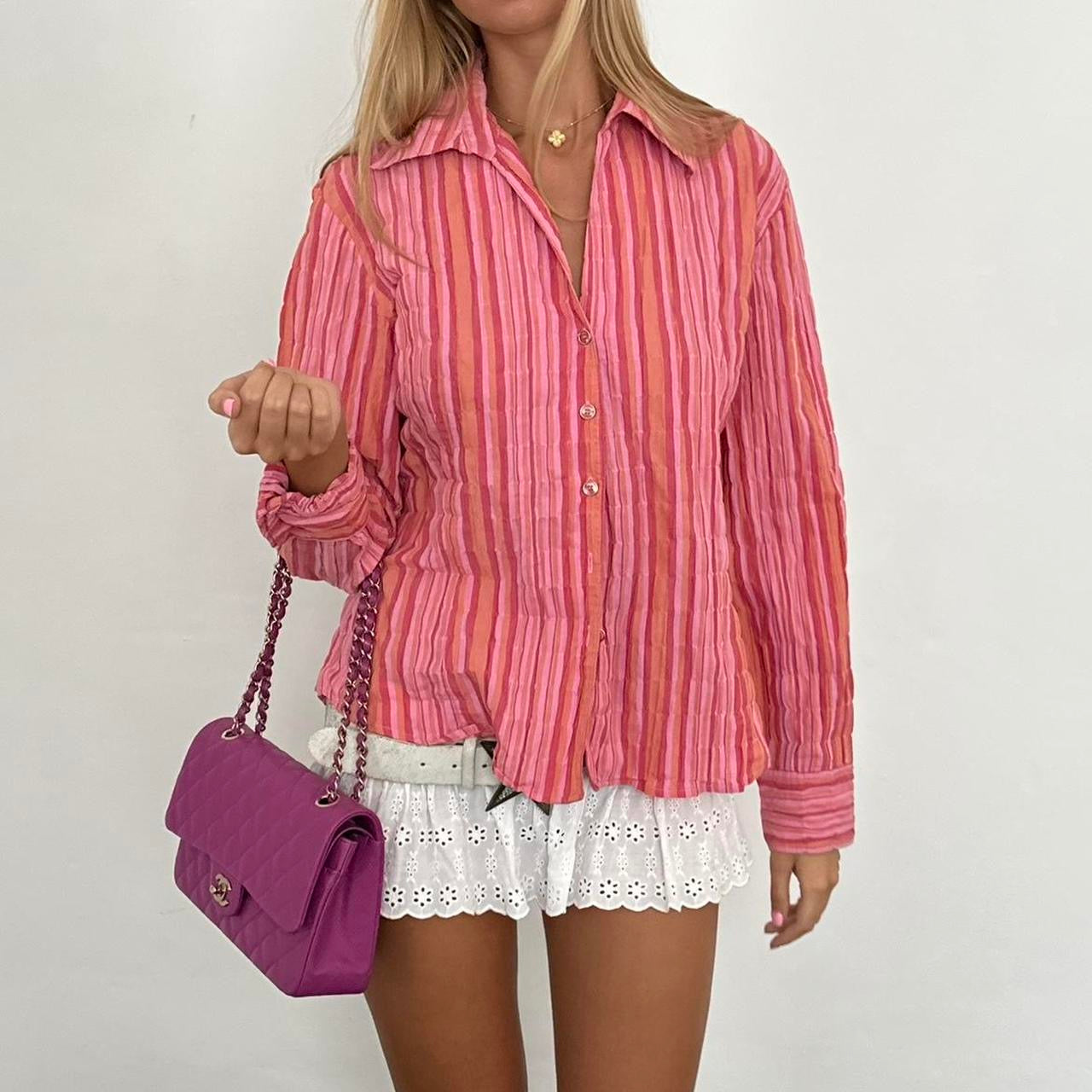 Vintage 2000’s pink and orange stripe shirt