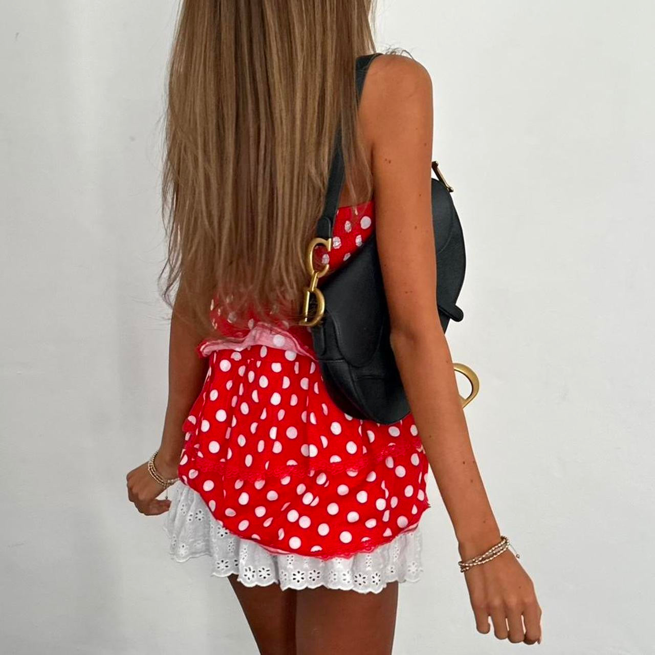 Vintage 2000’s strapless red polka dot top