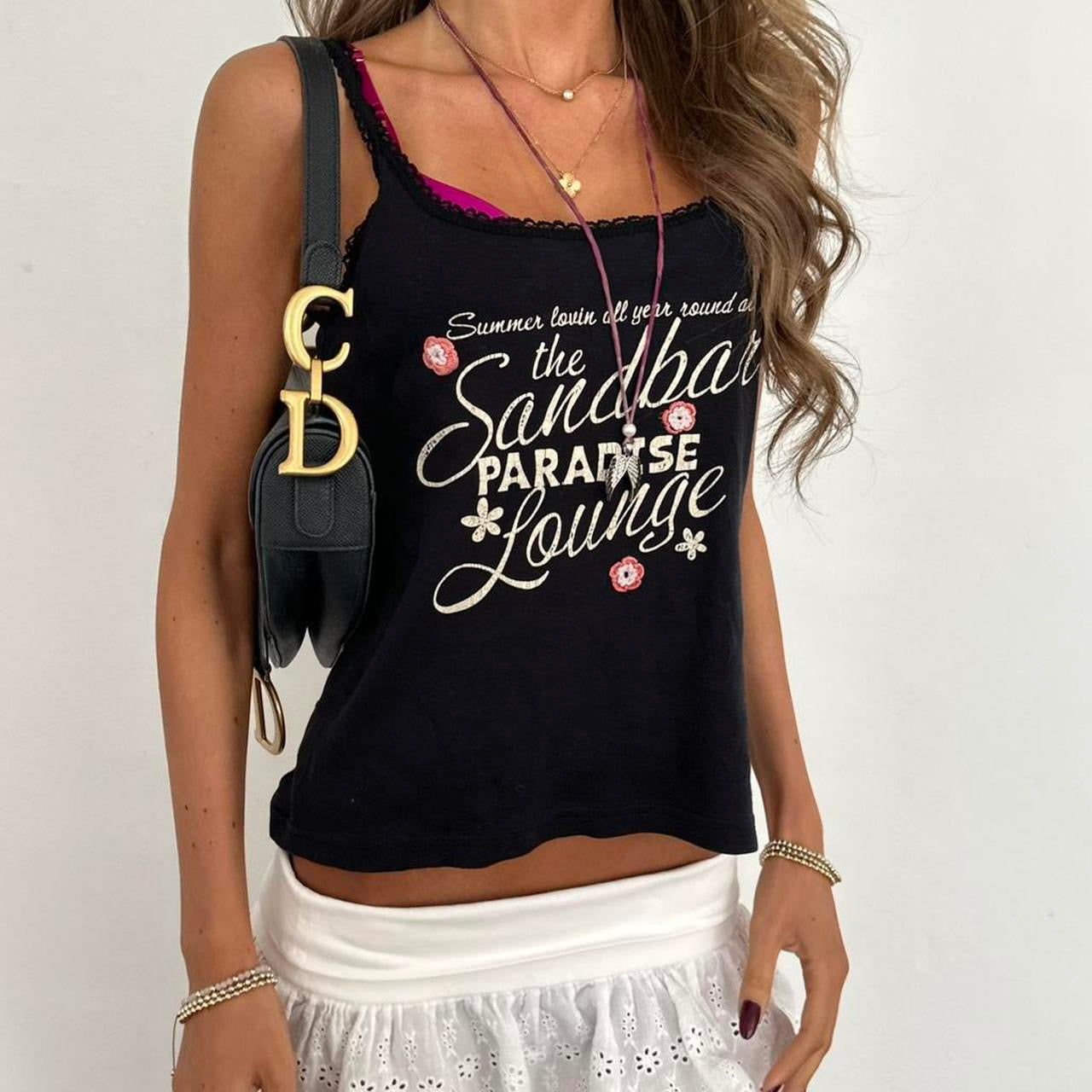 Vintage 2000’s sandbar paradise black tank top