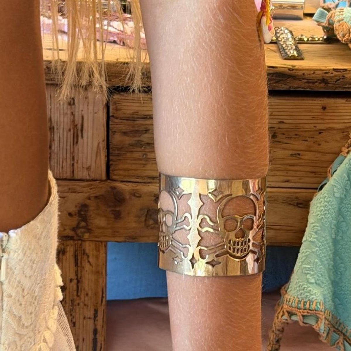 Vintage skull and crossbones cuff