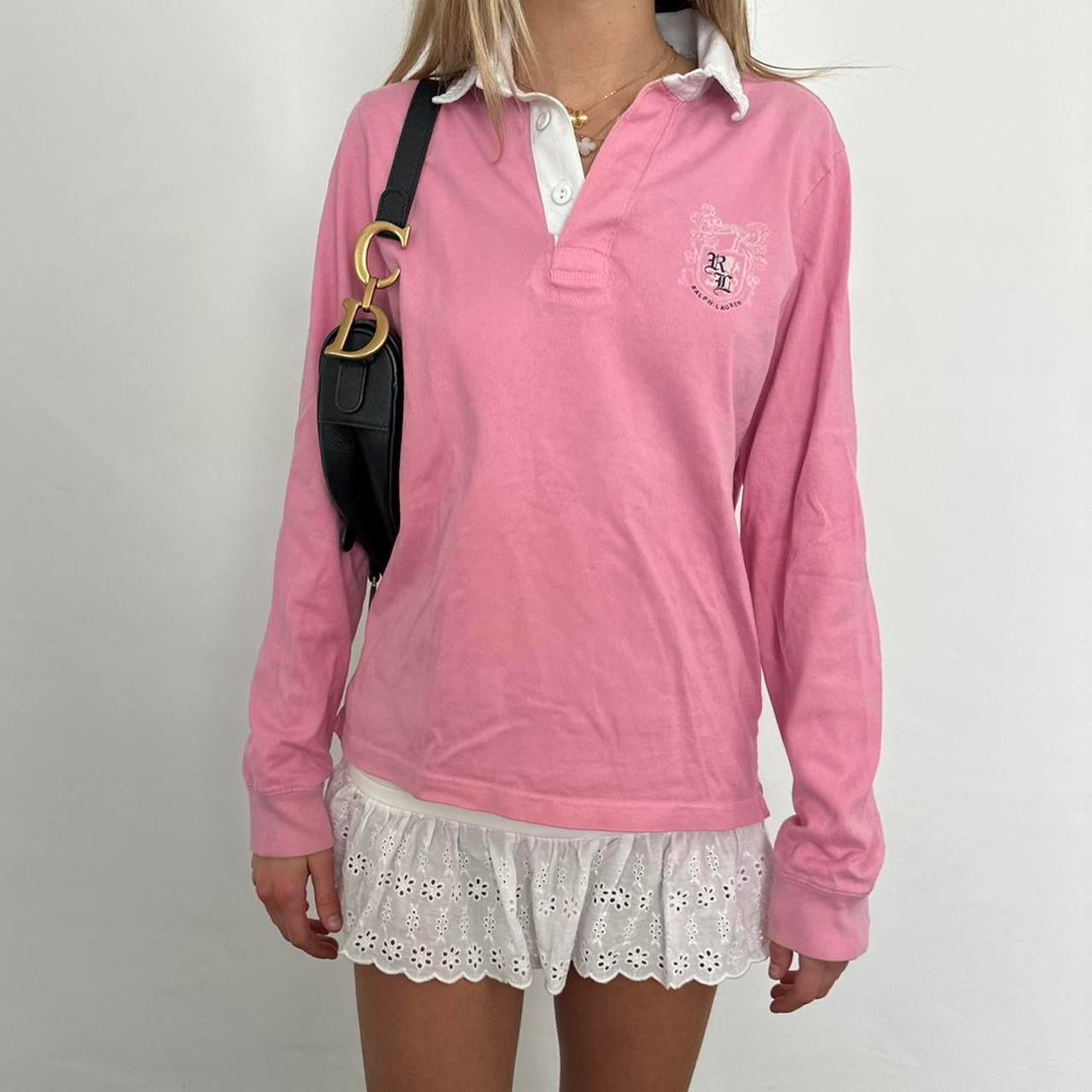 Vintage 90’s rare pink Ralph Lauren long sleeve polo