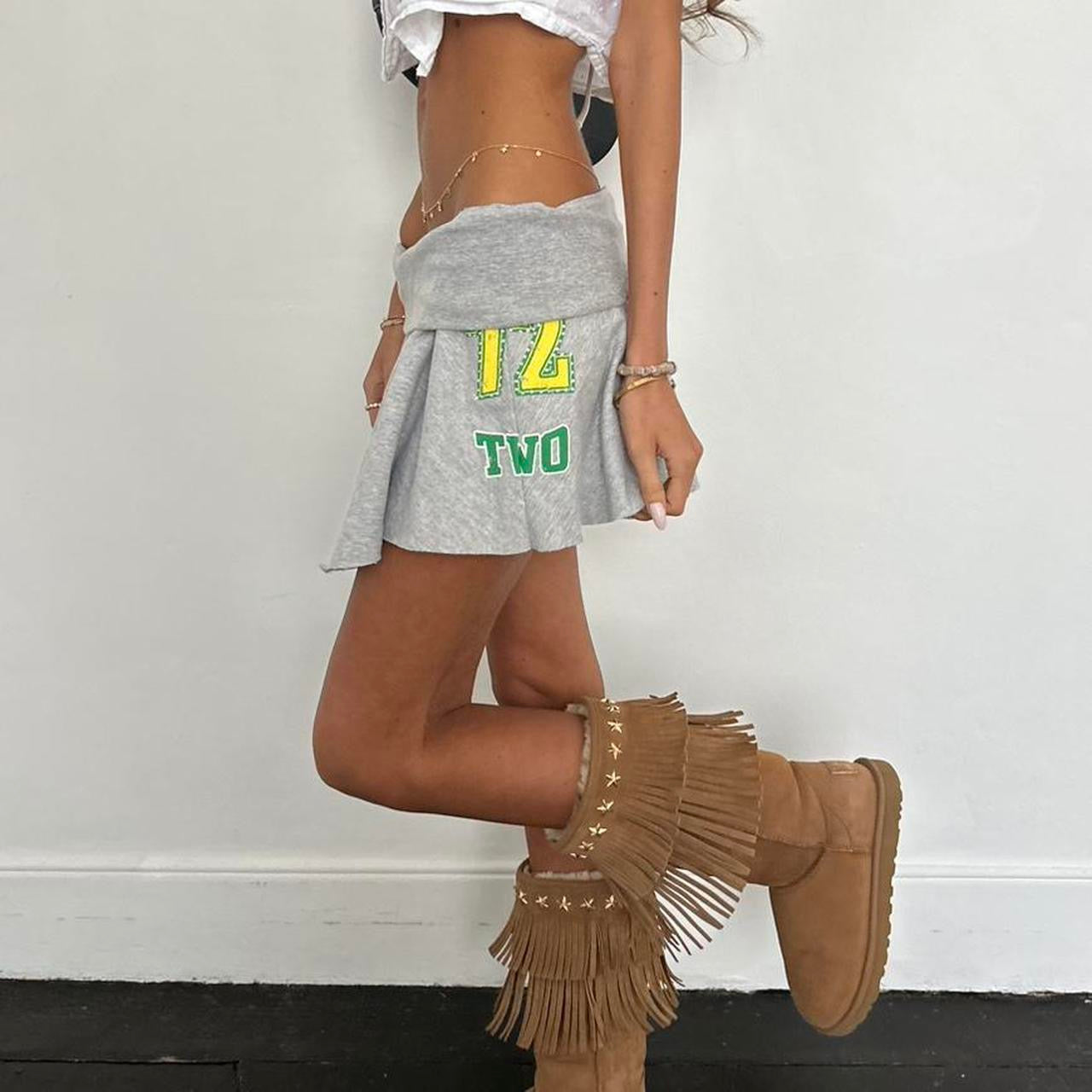 Vintage 00s grey foldover mini skirt