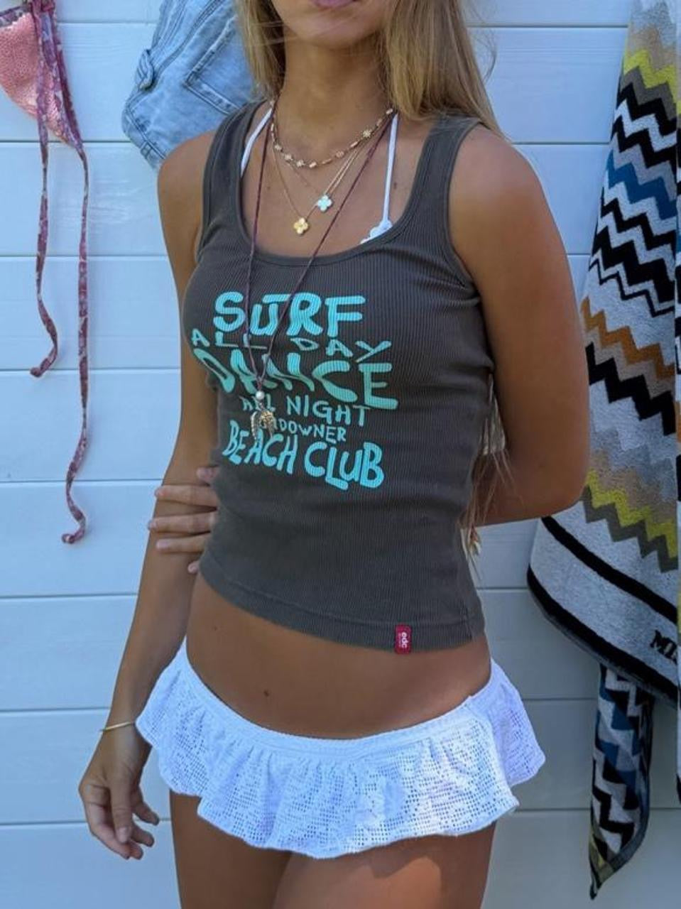 Vintage 00’s surf beach club tank top