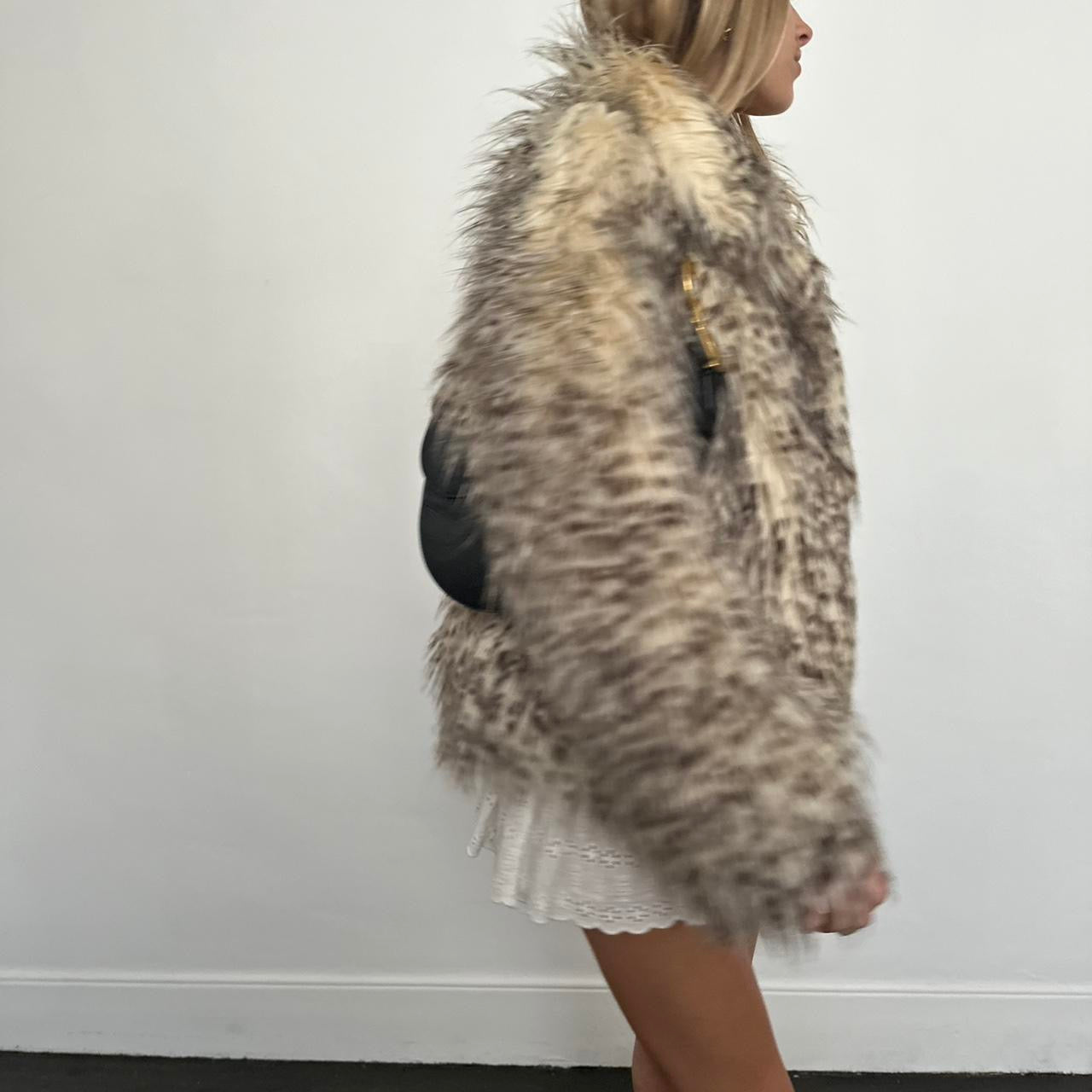 Vintage 2000’s grey & tan faux fur jacket