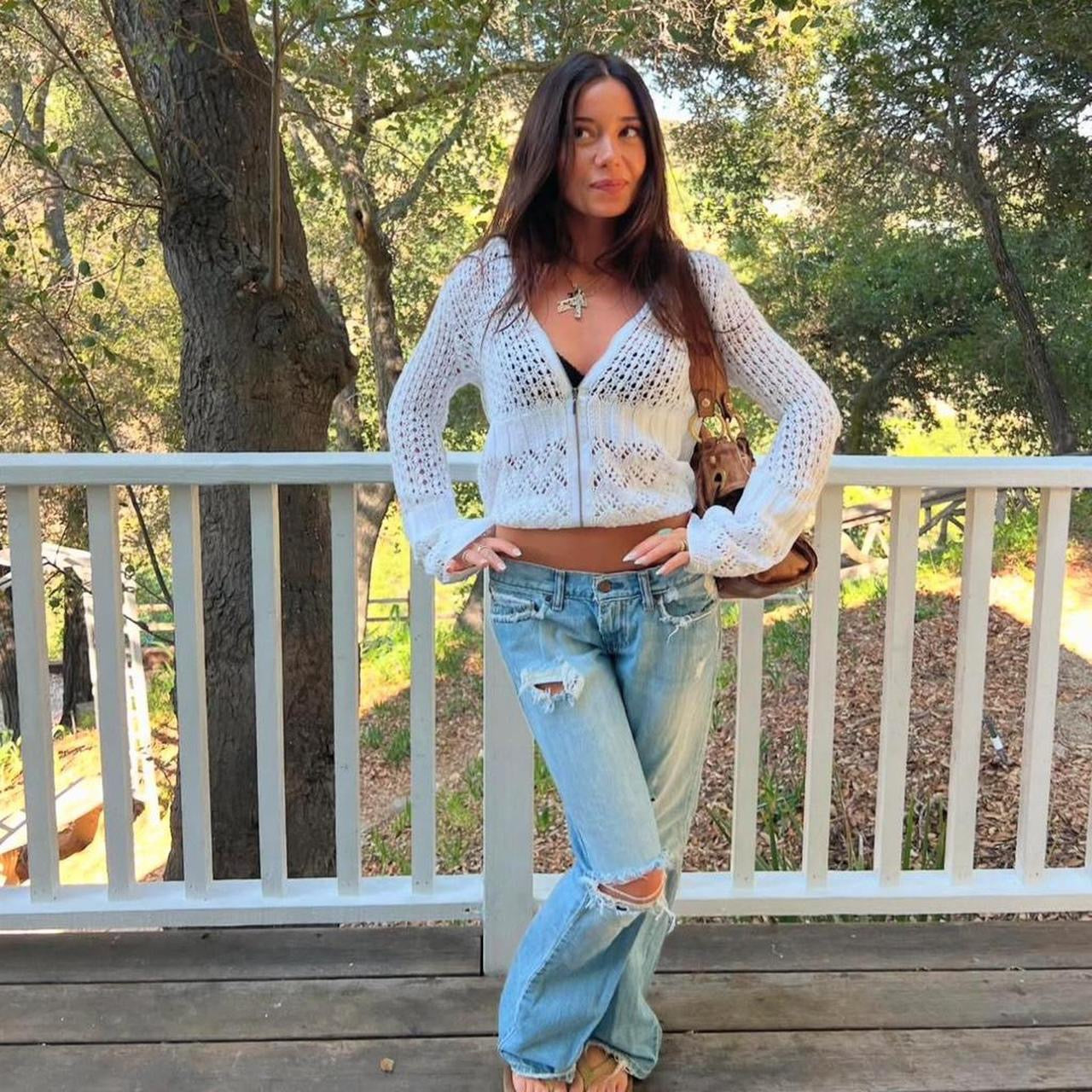 Vintage 90’s crochet knit white top