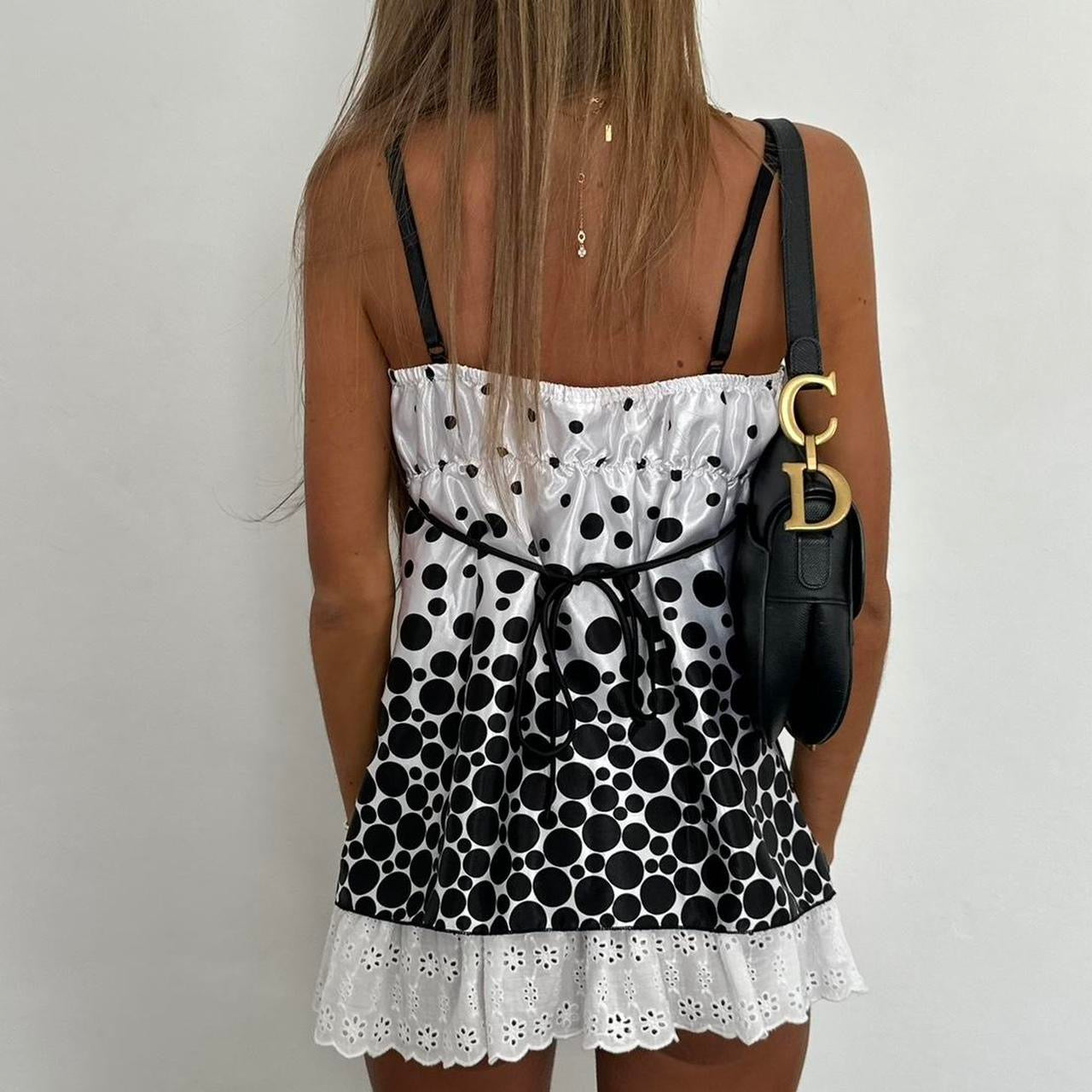 Vintage 90’s black polka dot top