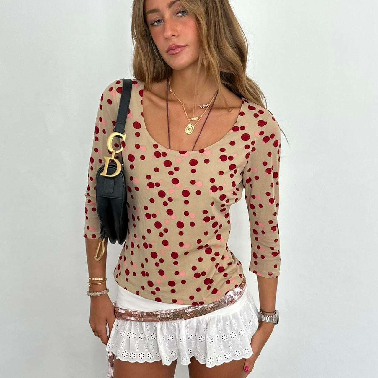Vintage 90s polka dot long sleeve top