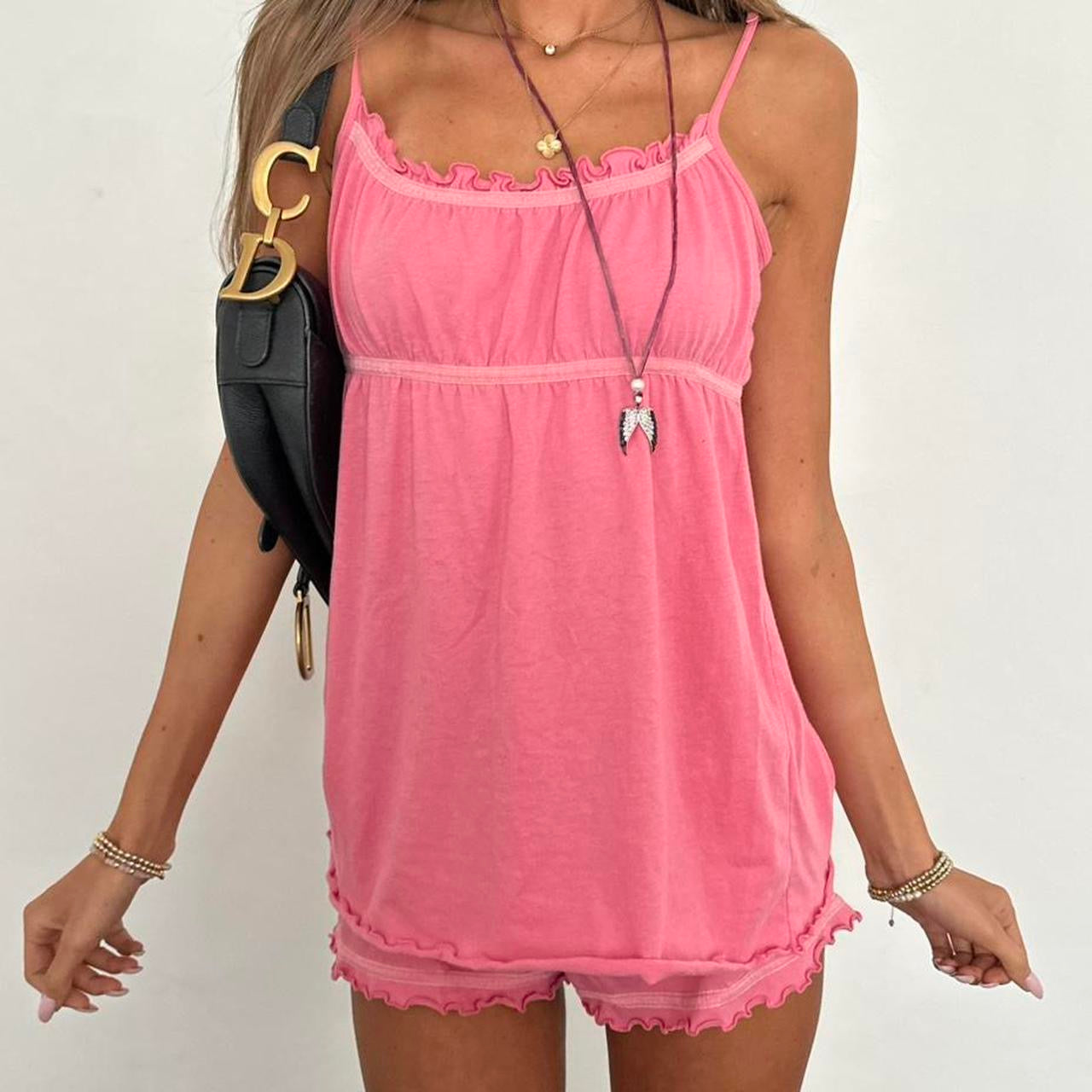 Vintage 2000’s pink top and shorts matching set