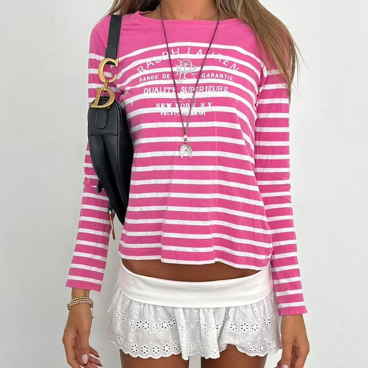 Vintage 90’s Ralph Lauren striped pink long sleeve top