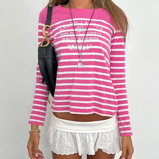 Vintage 90’s Ralph Lauren striped pink long sleeve top