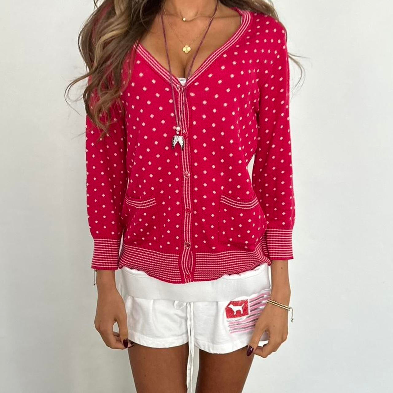 Vintage polka dot button down cardigan top