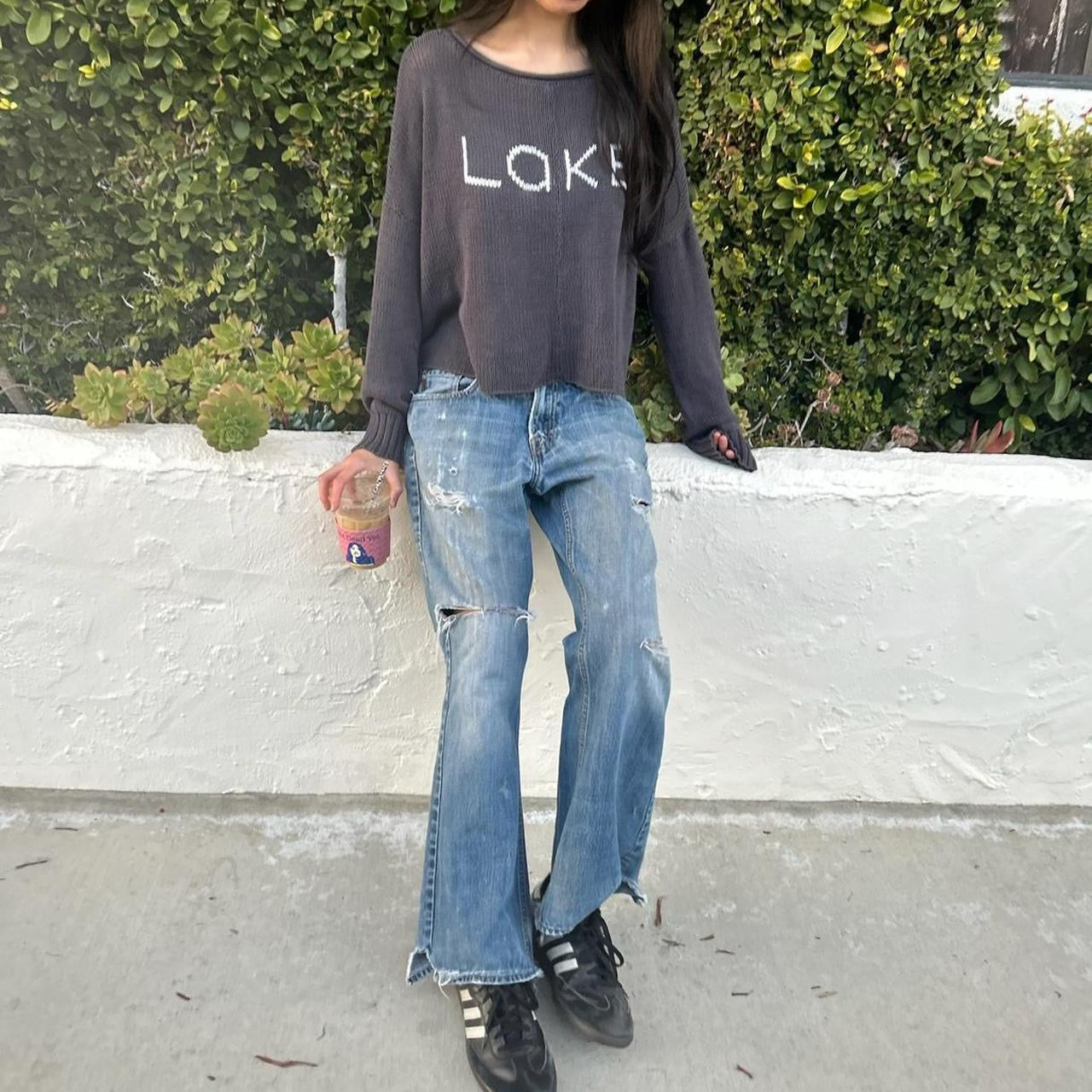 Vintage Lake off the shoulder sweatshirt