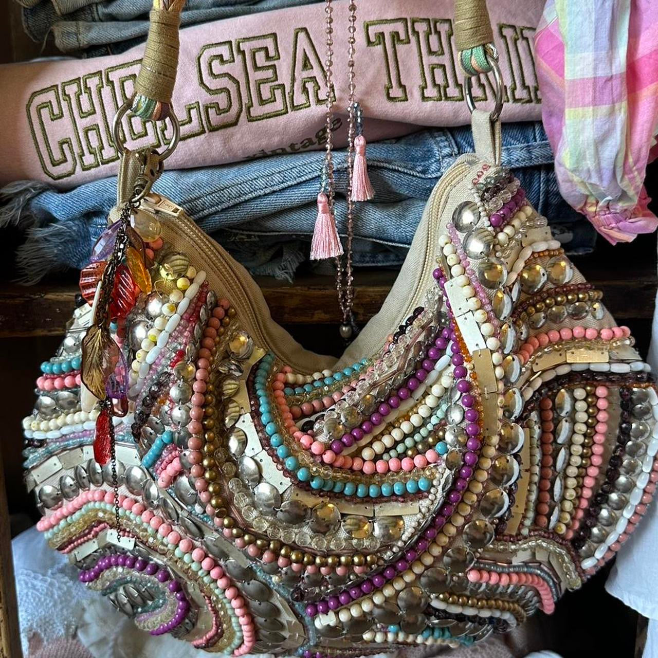 Vintage boho beaded Bag