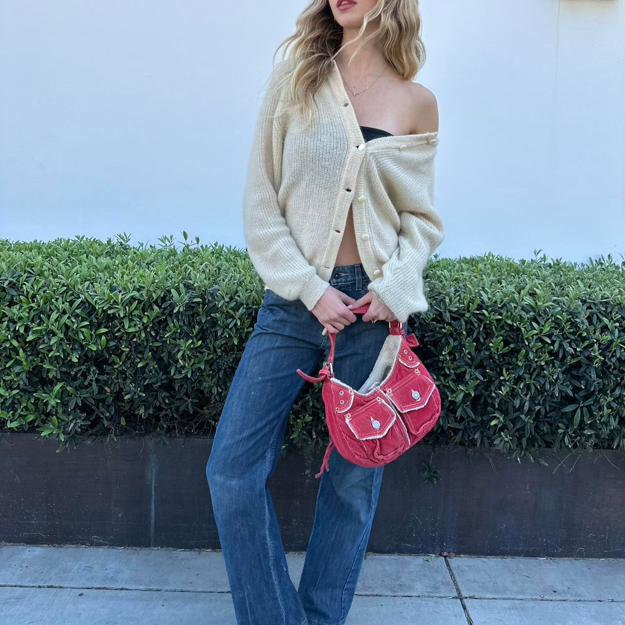 Cute corduroy red bag