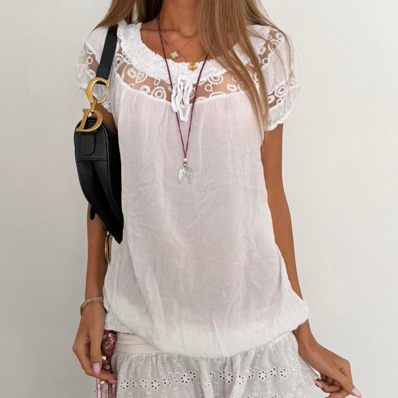 Vintage 00s white boho top