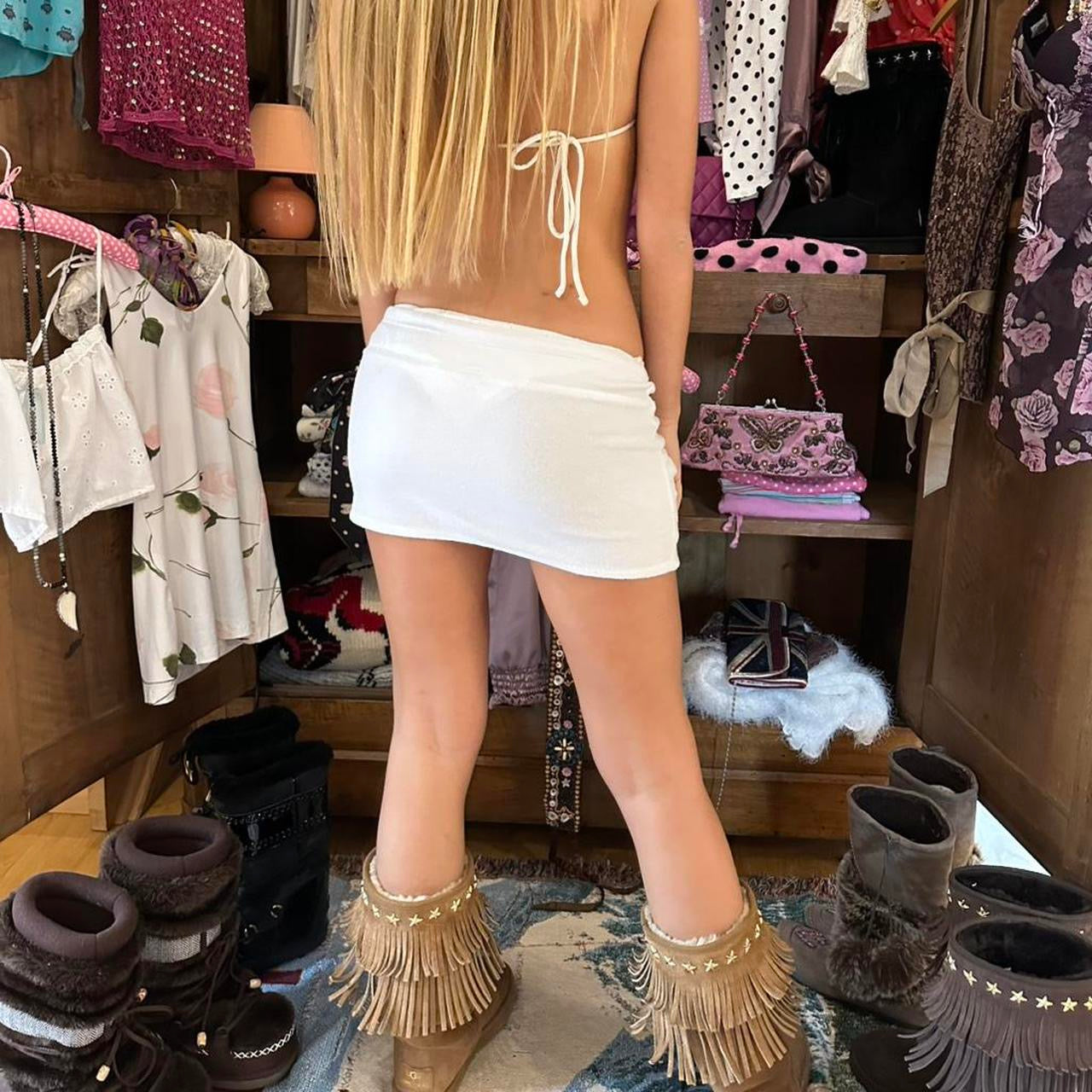 Vintage 90’s Victoria’s Secret towling white mini skirt