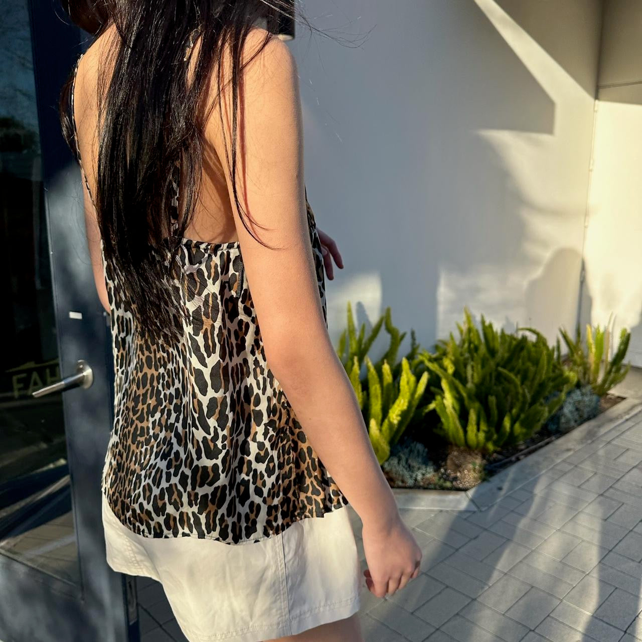 Vintage leopard print silky cami top