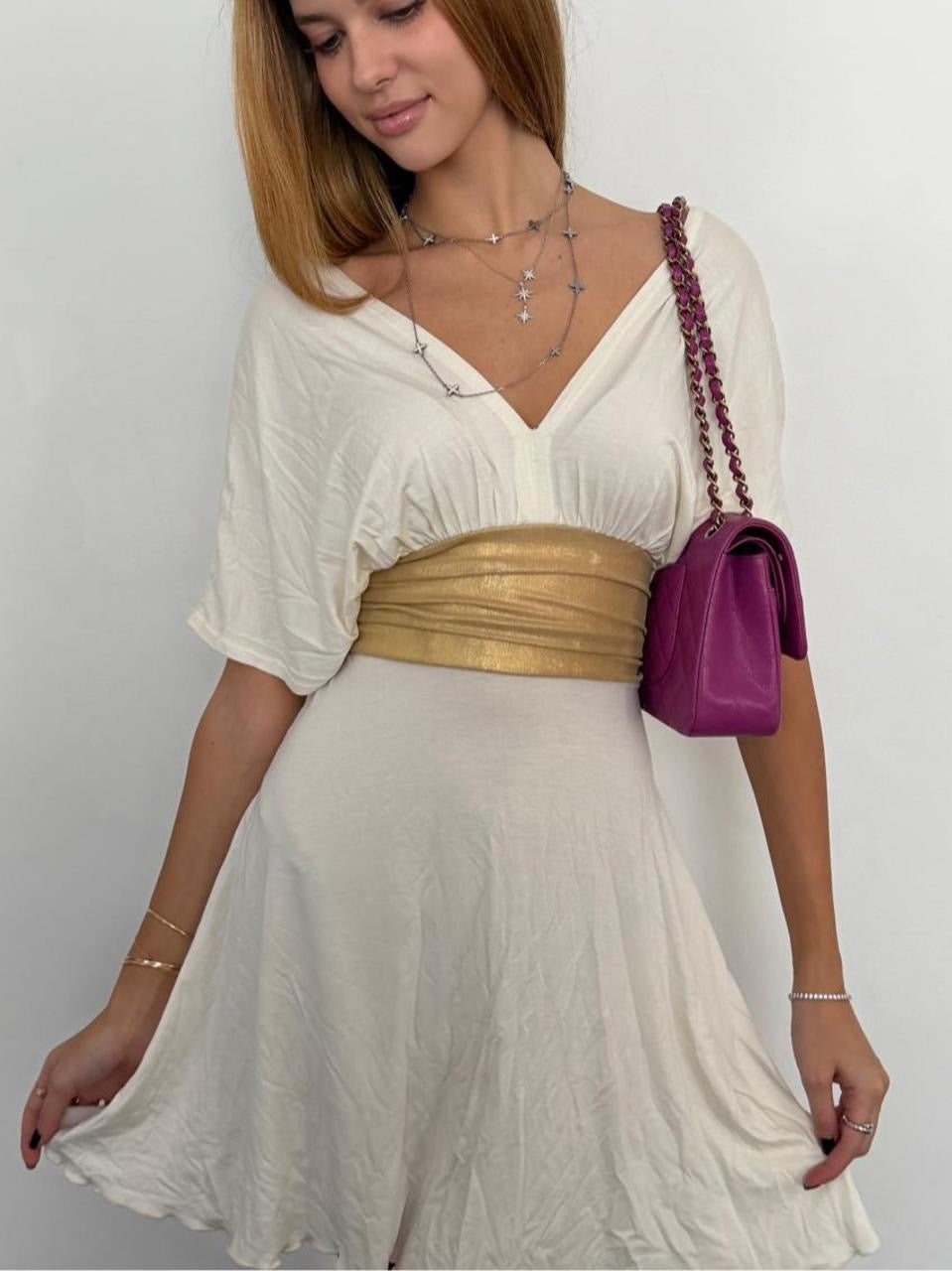 Vintage 00’s gold ribbon mini dress