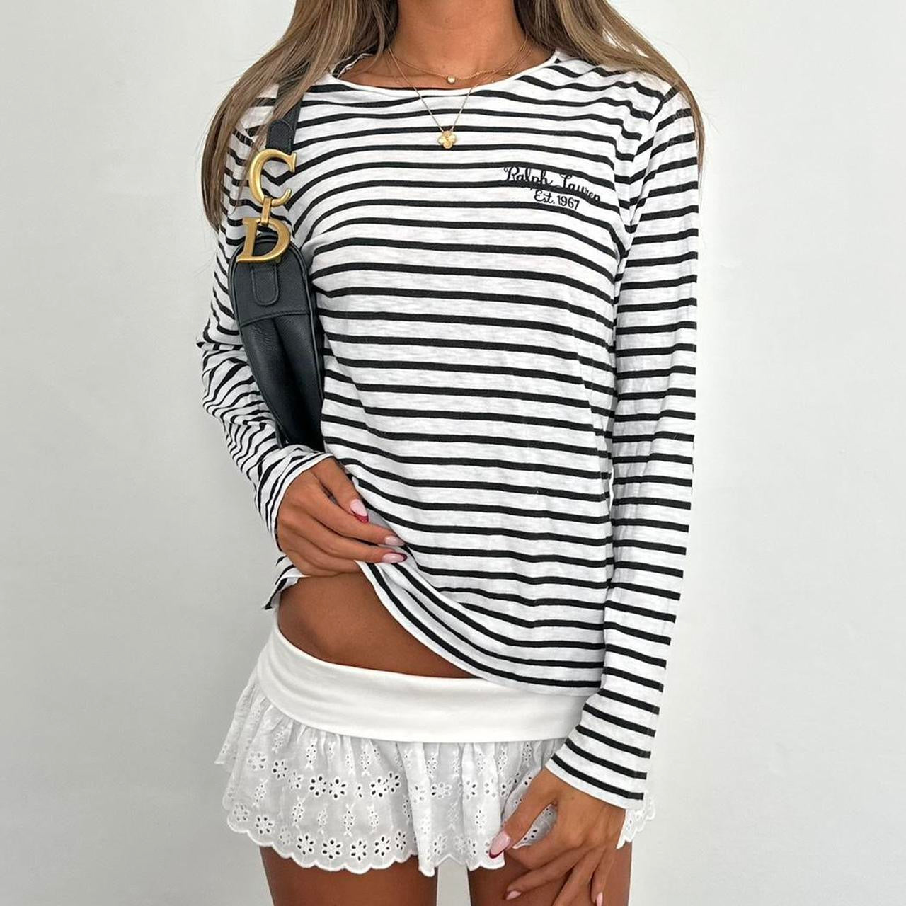 Vintage Ralph Lauren black striped long sleeve top