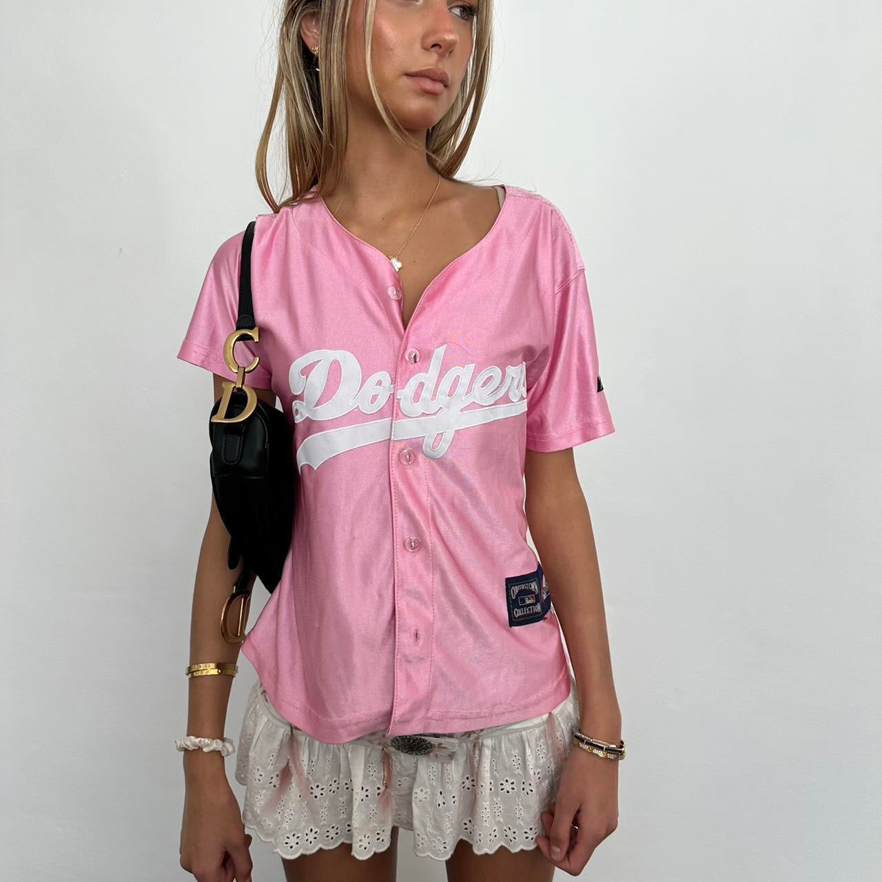 Vintage 90’s rare dodgers pink silky jersey