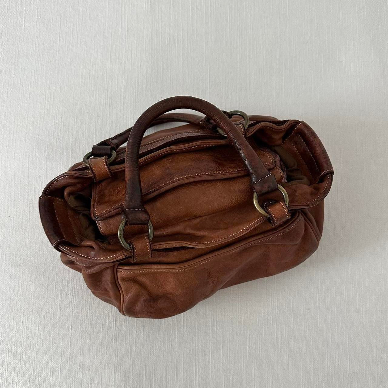 Vintage brown genuine leather bag