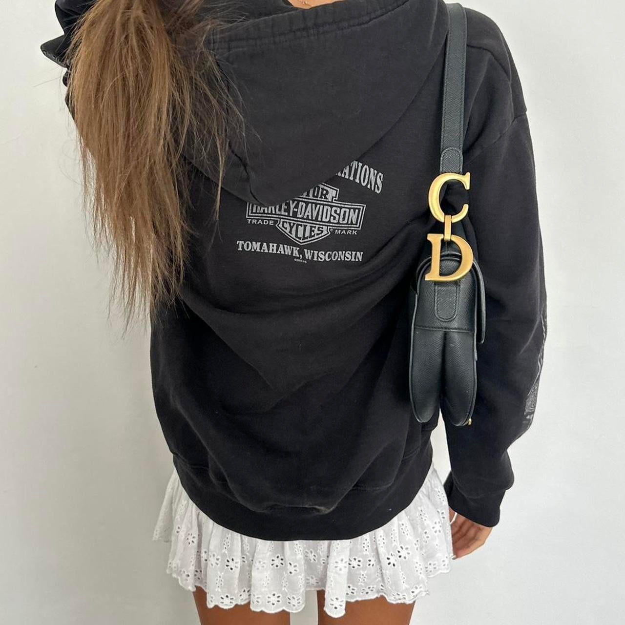 Vintage 2000’s Harley Davidson black zip up hoodie