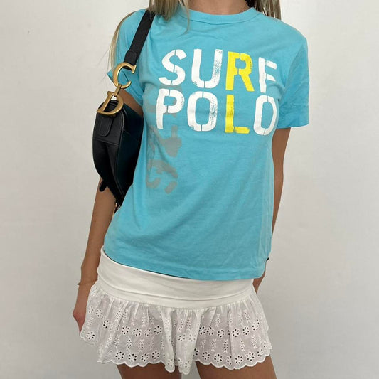 Vintage Polo Ralph Lauren SURF blue baby tee