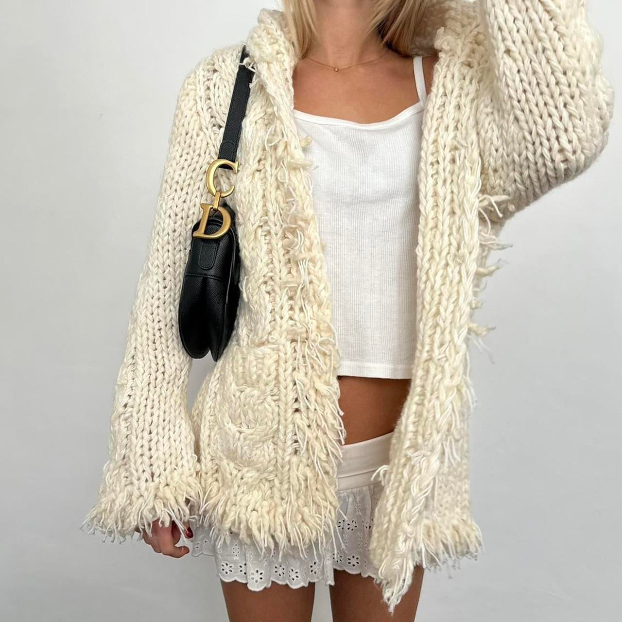 Vintage cream cable knit cardigan