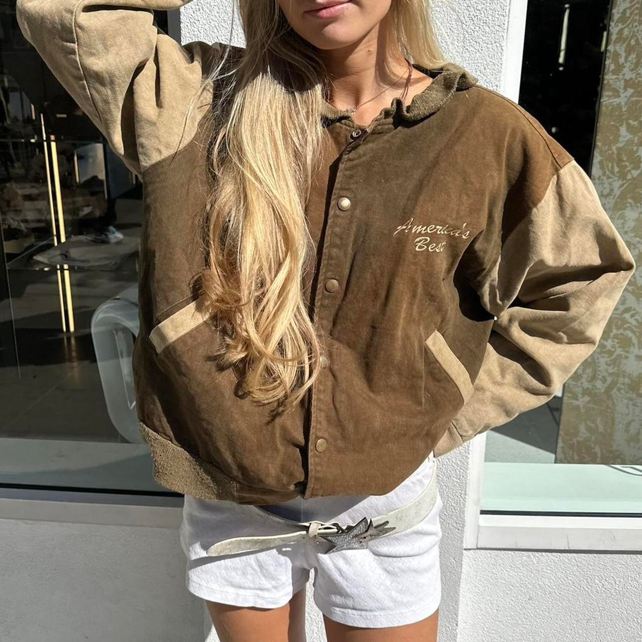 Vintage 90’s brown Hustler bomber jacket