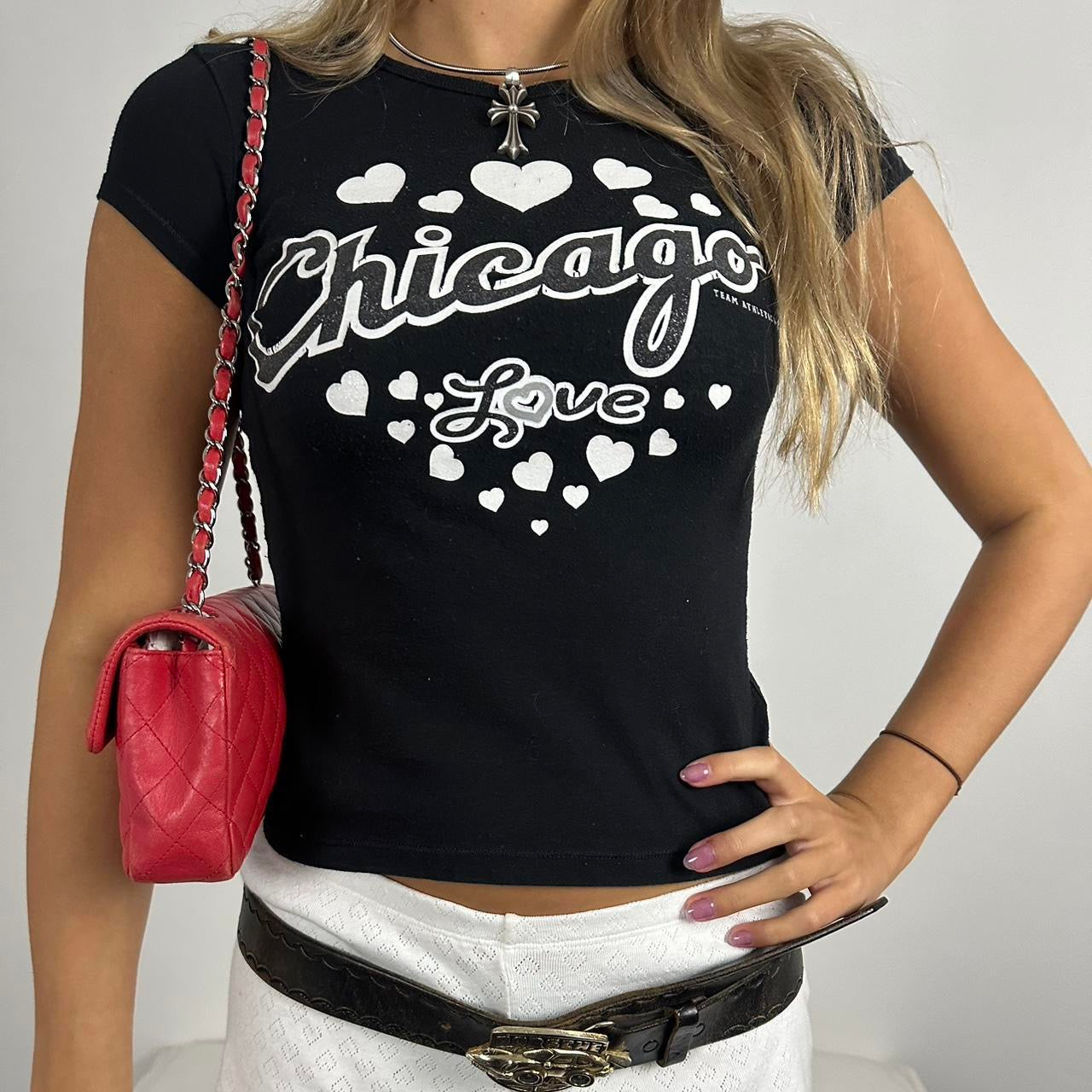 Vintage 90’s Chicago hearts baby tee