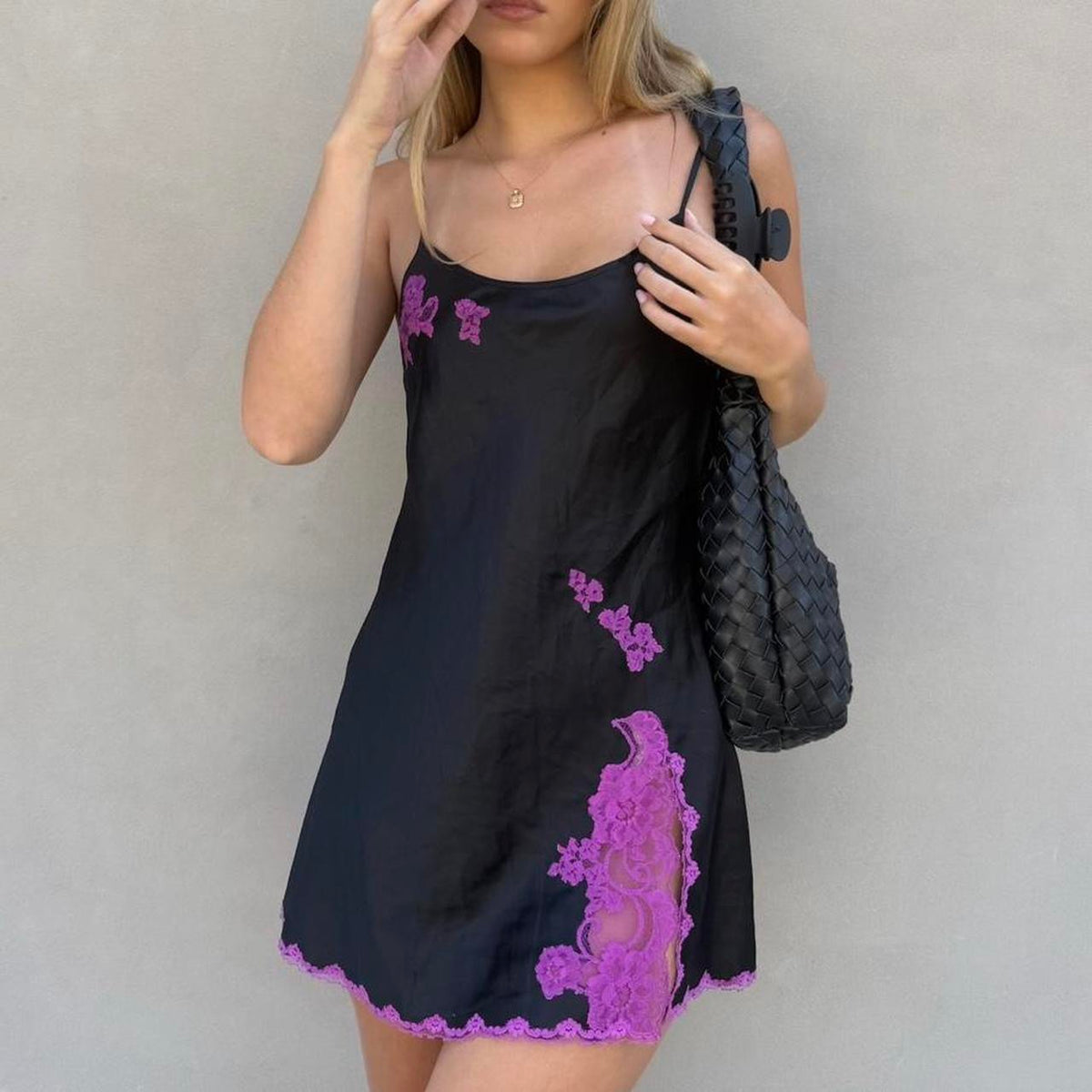 Vintage 00’s Victoria’s Secret pink and black lace mini dress