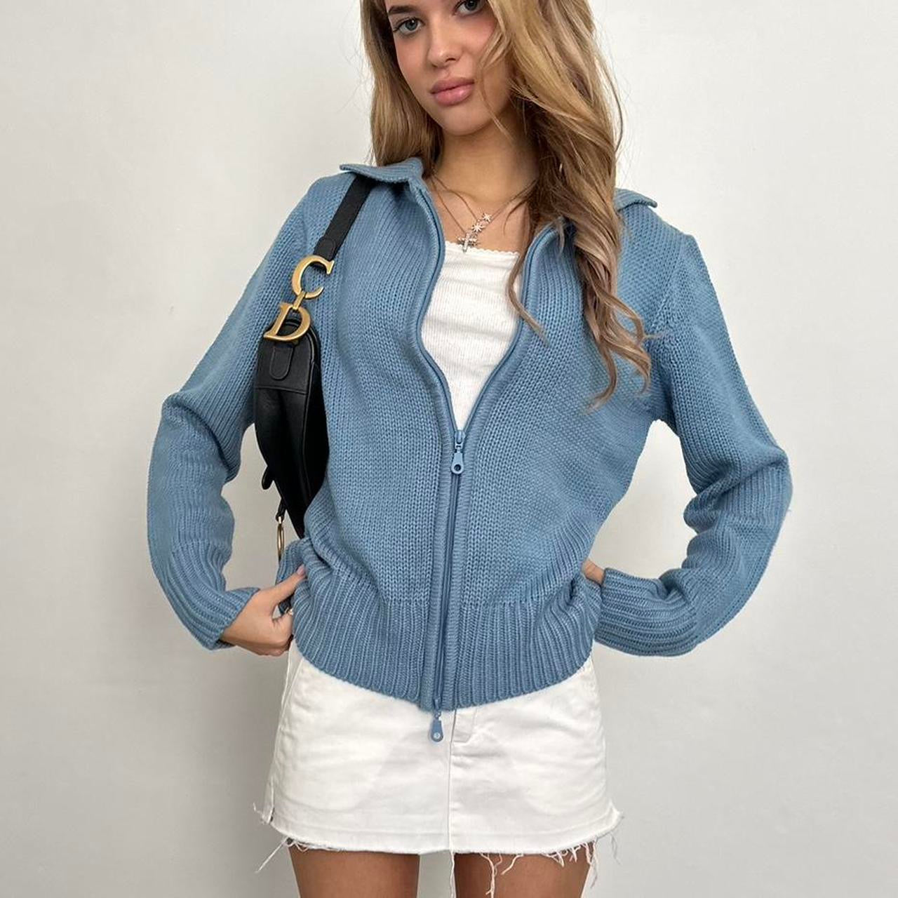 Vintage blue knit zip up