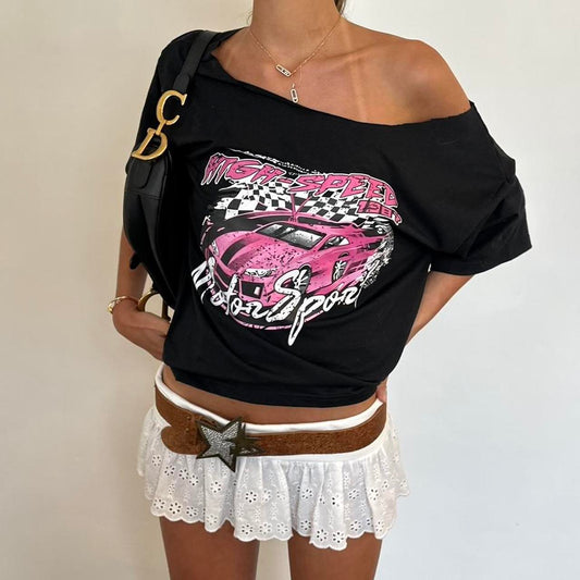 Vintage black and pink race car top 🖤