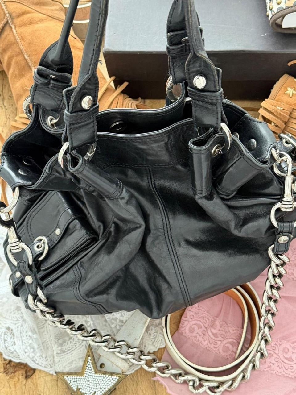 Vintage 00’s butterfly bejewel suede shoulder bag