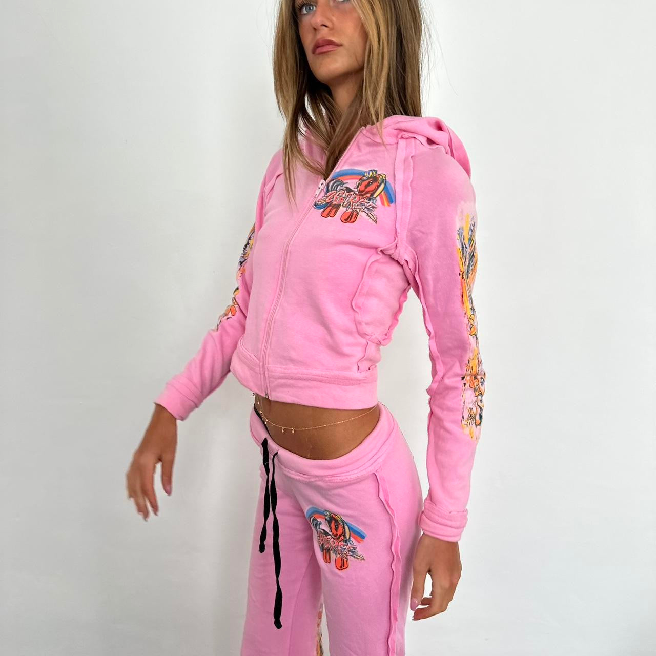 Vintage 2000s pink hoodie and sweatpants set