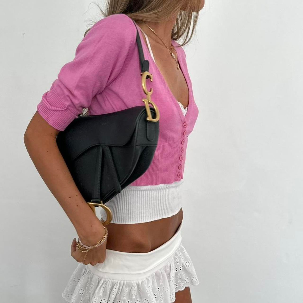 Vintage 2000s pink crop cardigan top