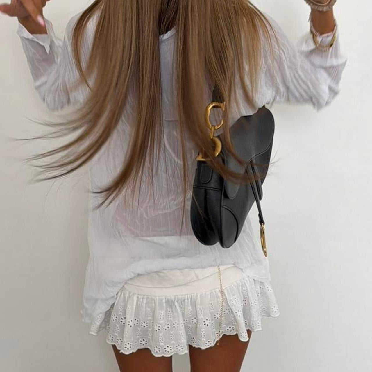 Vintage 00s white sparkly mini beach dress/ top