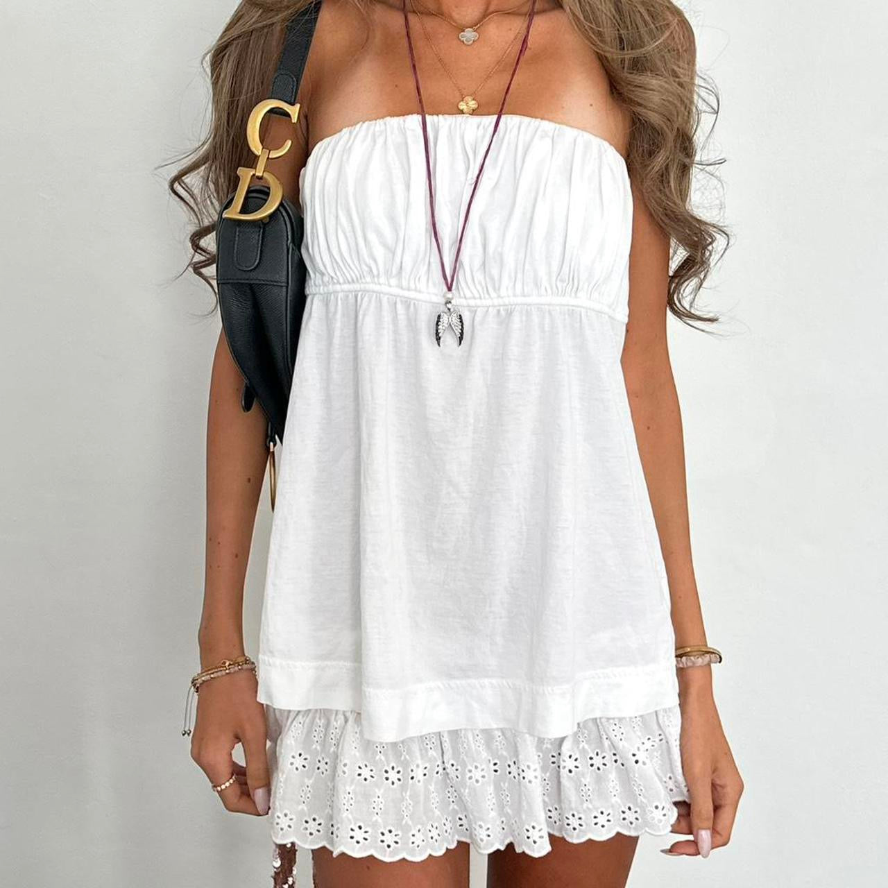 Vintage 00s white strapless soft top