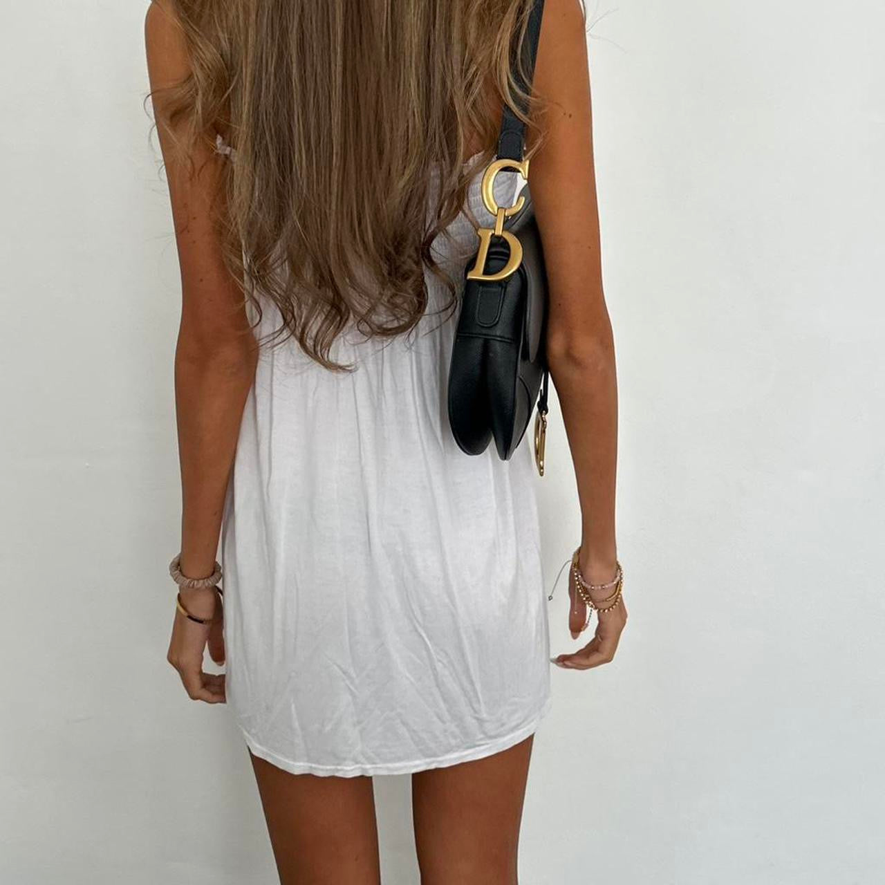 Vintage 00s white boho strapless dress