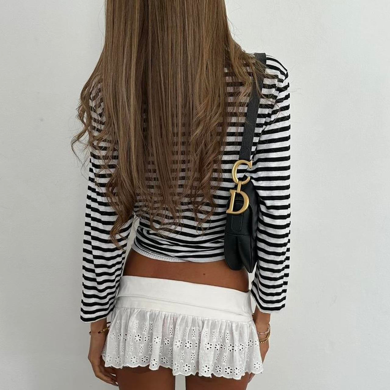 Vintage 2000s striped tie up long sleeve top